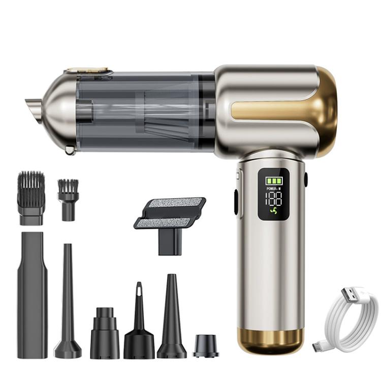 

SUITU Digital Display Handheld Blow Suction Combo Car Vacuum Cleaner, One Touch Dustbin Emptying(Champagne Gold)