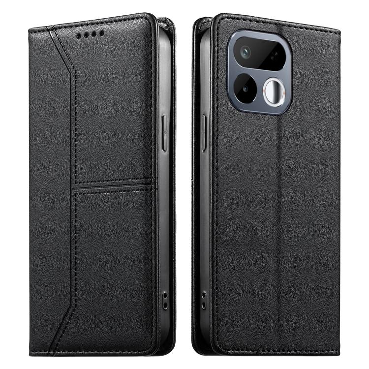 For Realme 16T 5G Stitched Line Magnetic RFID Vegan Leather Phone Case(Black) — купить у Sunsky-online WW