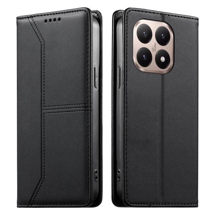 For Xiaomi 15T 5G Stitched Line Magnetic RFID Vegan Leather Phone Case(Black)