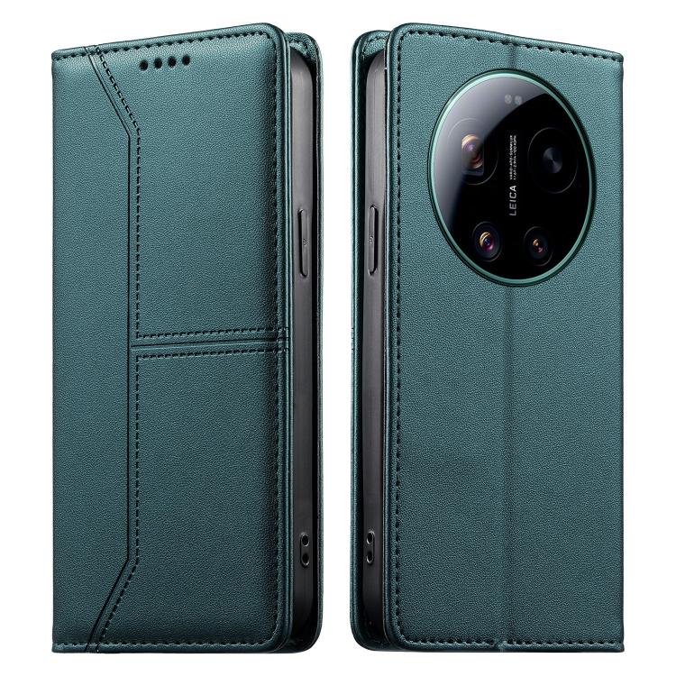 

For Xiaomi 17 Ultra Stitched Line Magnetic RFID Vegan Leather Phone Case(Green)