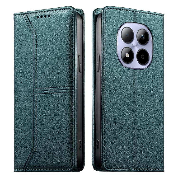 

For Redmi Note 15 Pro 4G Global 163.2mm Stitched Line Magnetic RFID Vegan Leather Phone Case(Green)