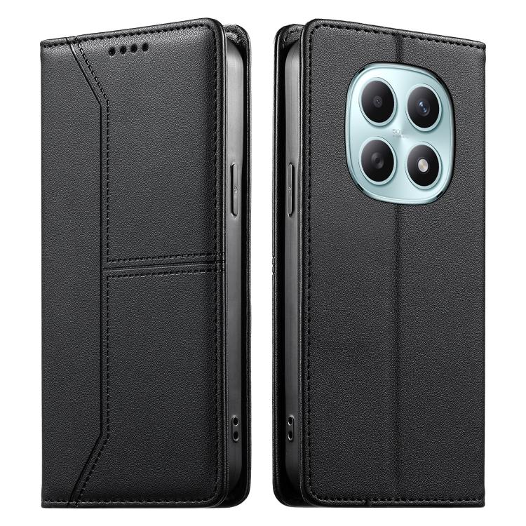 

For Redmi Note 15 4G / 5G Global 164mm Stitched Line Magnetic RFID Vegan Leather Phone Case(Black)