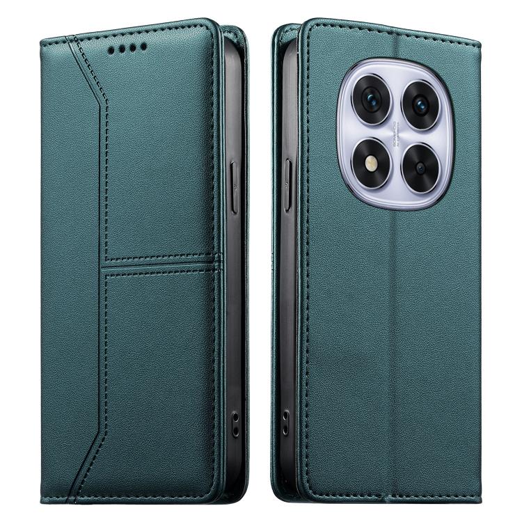 

For Redmi Note 14 Pro 4G Stitched Line Magnetic RFID Vegan Leather Phone Case(Green)