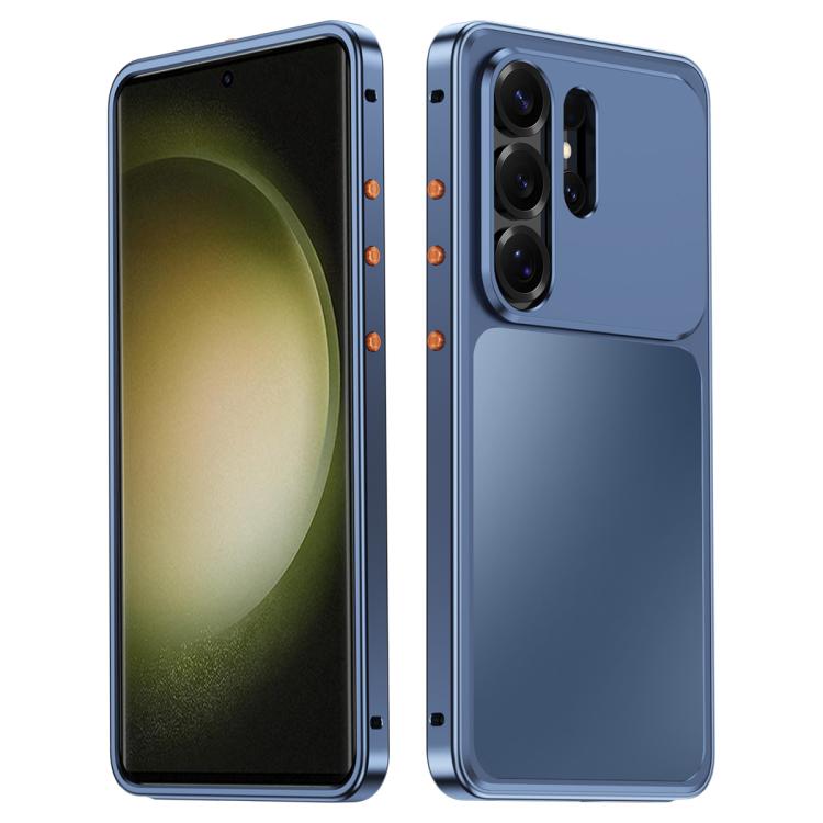 

For Samsung Galaxy S23 Ultra 5G Buckle Magnetic Metal Phone Case(Blue)