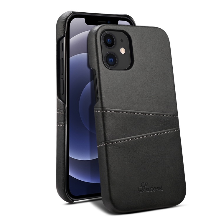 

For iPhone 12 Pro Max Calf Texture Back Cover Protective Case with Card Slots(Black)