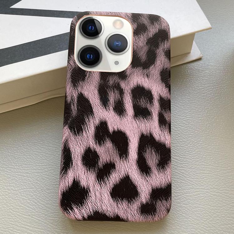 

For iPhone 11 Pro Leopard Print Leather-Textured PU Phone Case(Purple)