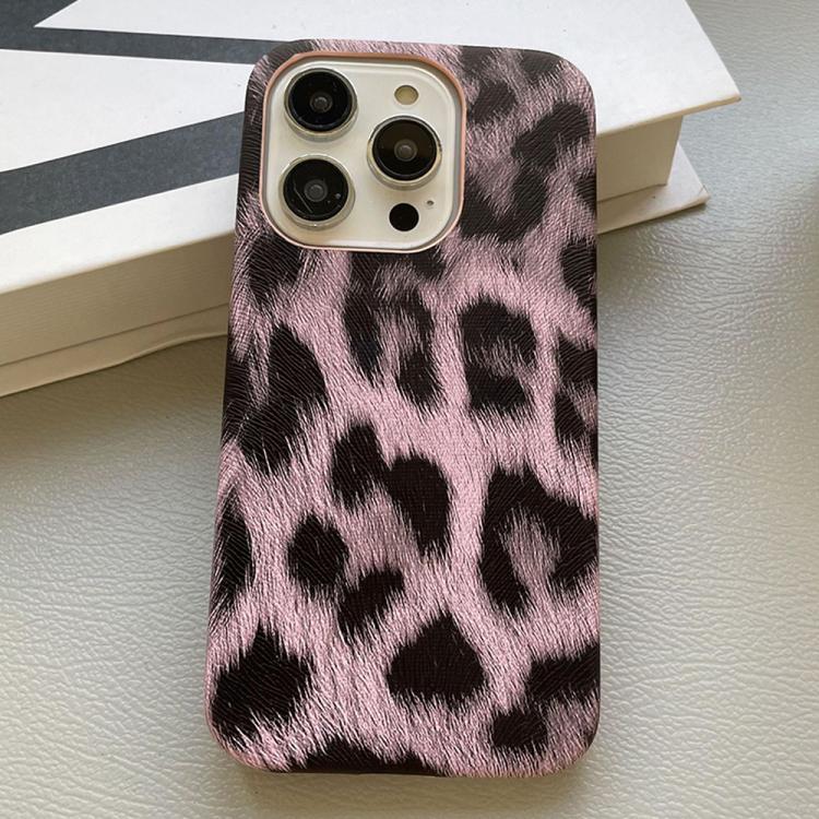 

For iPhone 12 Pro Max Leopard Print Leather-Textured PU Phone Case(Purple)