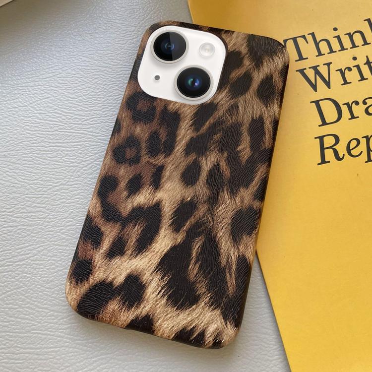 

For iPhone 13 Leopard Print Leather-Textured PU Phone Case(Brown)