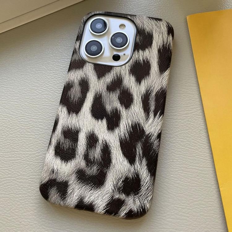 

For iPhone 13 Pro Max Leopard Print Leather-Textured PU Phone Case(Silver)