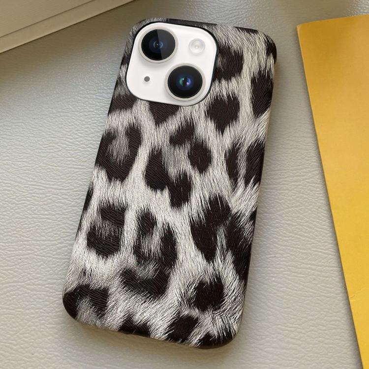 

For iPhone 14 Leopard Print Leather-Textured PU Phone Case(Silver)