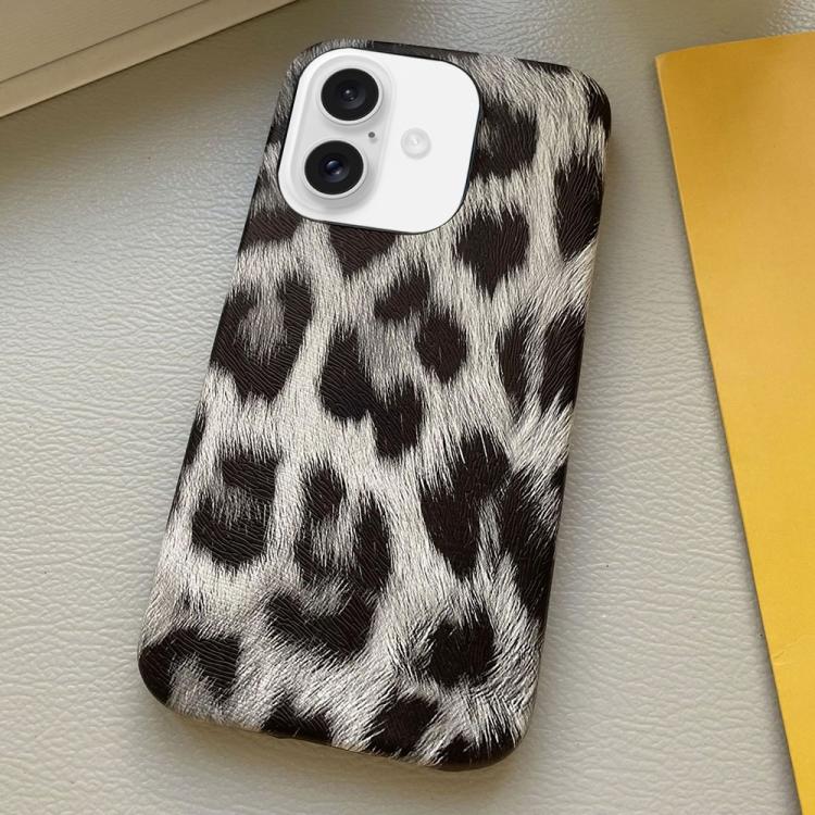 

For iPhone 16 Leopard Print Leather-Textured PU Phone Case(Silver)