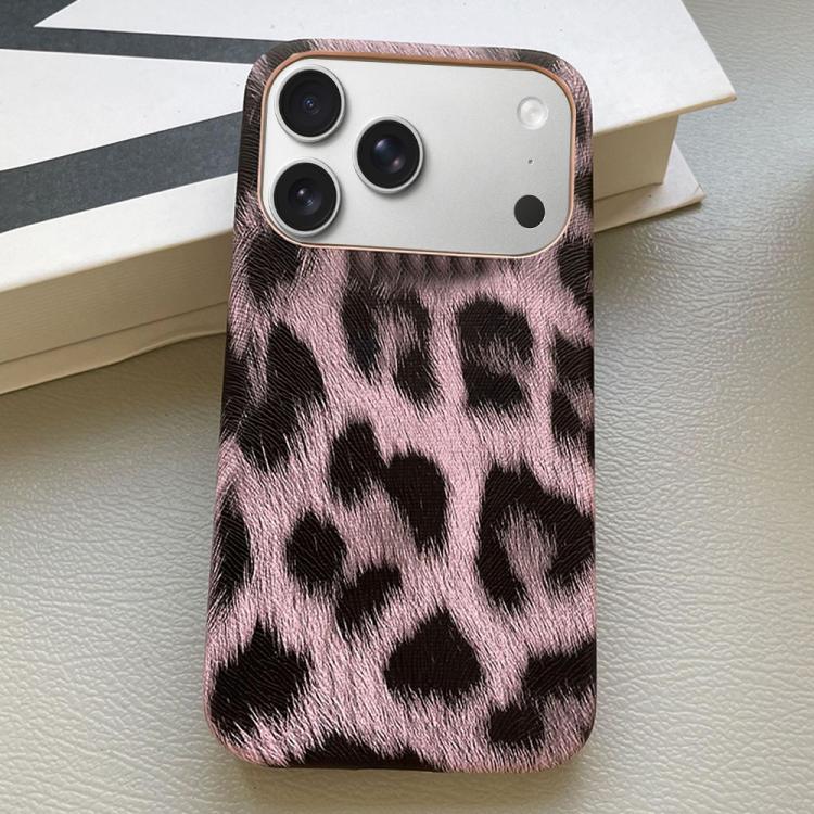 

For iPhone 17 Pro Max Leopard Print Leather-Textured PU Phone Case(Purple)