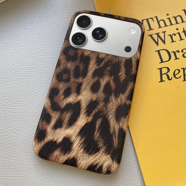For iPhone 18 Pro Max / 17 Pro Max Leopard Print Leather-Textured PU Phone Case(Brown)