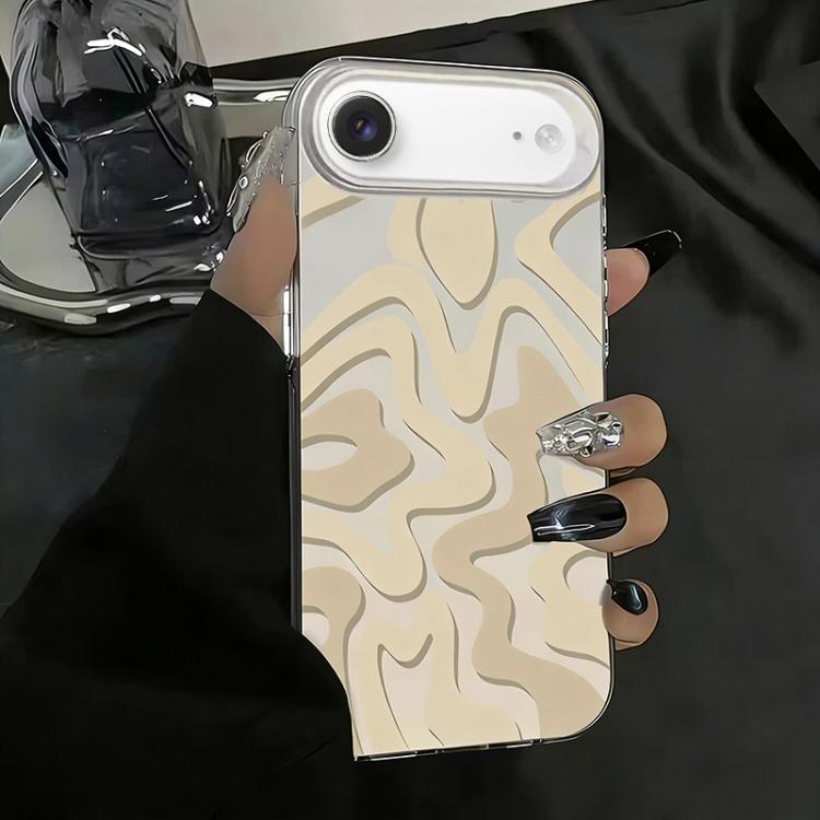 For iPhone Air Wavy Stripes Pattern Frosted IMD 2-in-1 PC Phone Case(Khaki)