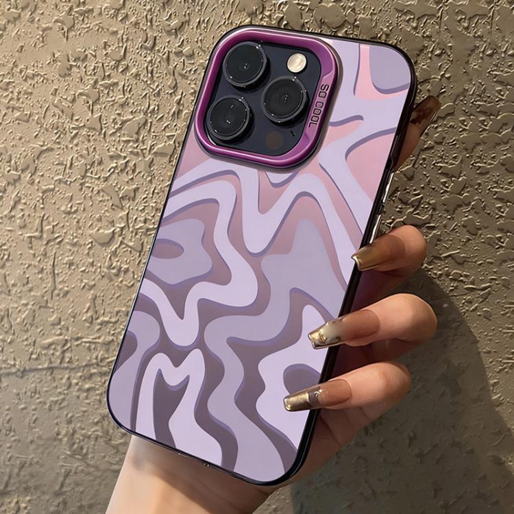 

For iPhone 16 Pro Max Wavy Stripes Pattern Frosted IMD 2-in-1 PC Phone Case(Purple)