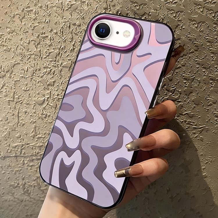 

For iPhone SE 2022 / SE 2020 / 7 / 8 Wavy Stripes Pattern Frosted IMD 2-in-1 PC Phone Case(Purple)