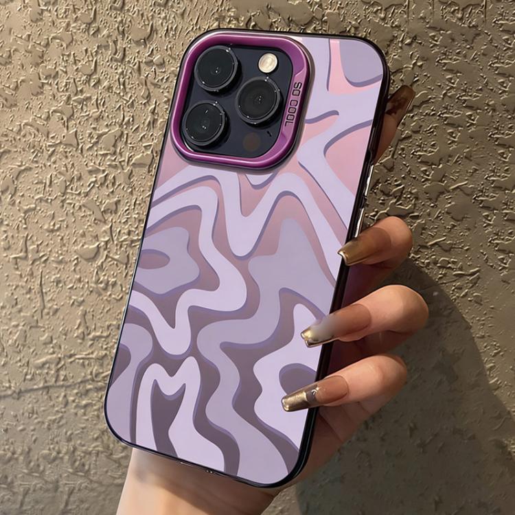 

For iPhone 12 Pro Max Wavy Stripes Pattern Frosted IMD 2-in-1 PC Phone Case(Purple)