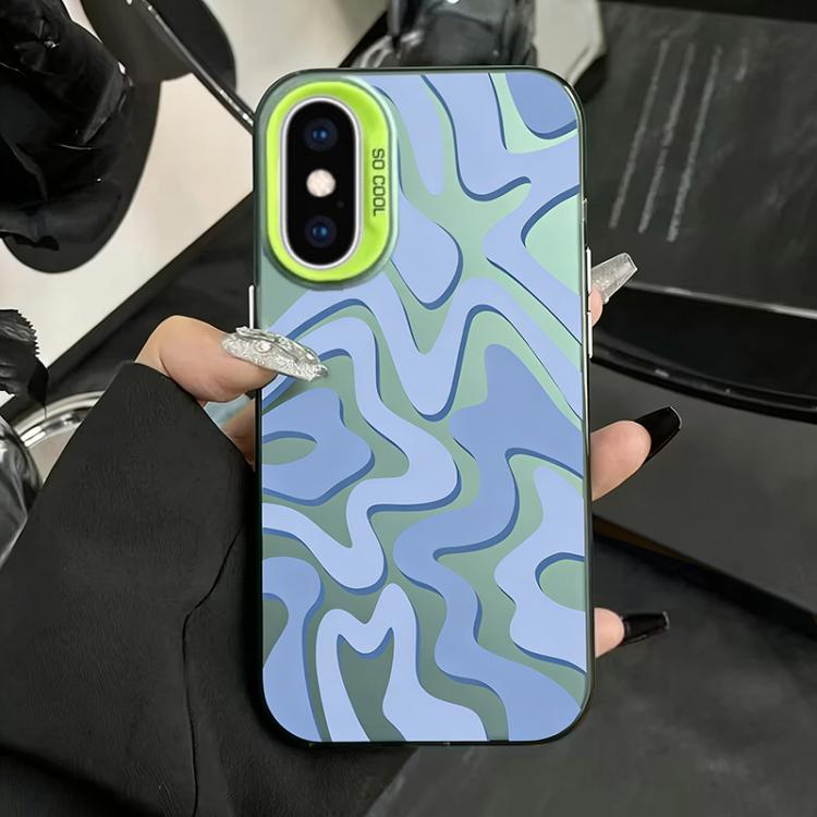 

For iPhone XS Max Wavy Stripes Pattern Frosted IMD 2-in-1 PC Phone Case(Green)
