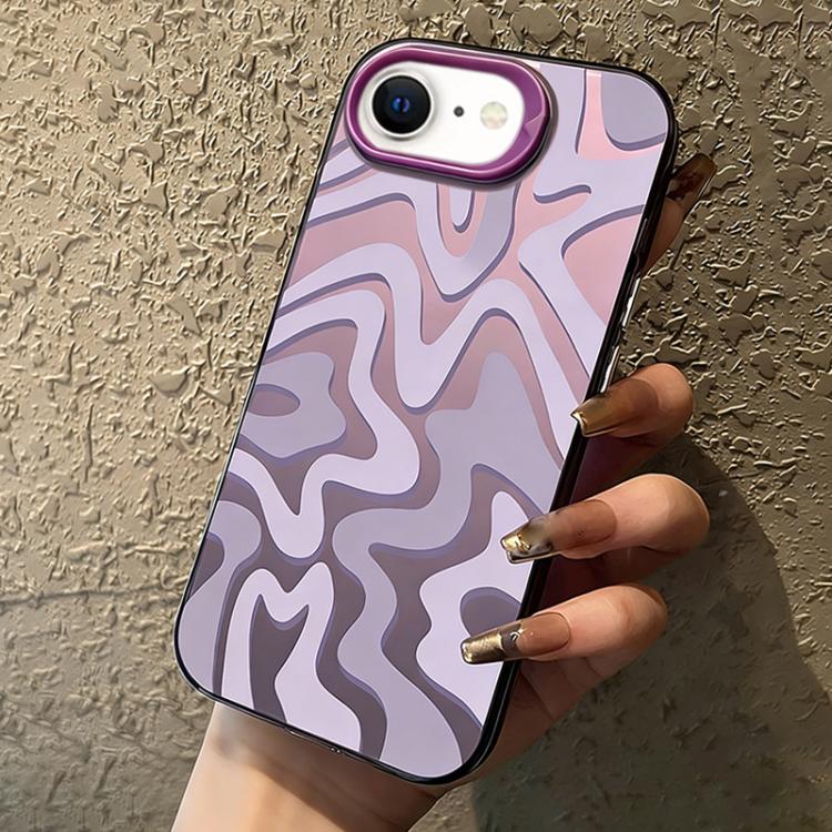 For iPhone 17e / 16e Wavy Stripes Pattern Frosted IMD 2-in-1 PC Phone Case(Purple)