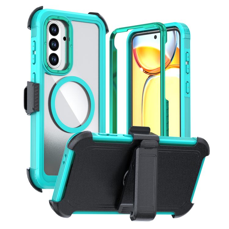 For Samsung Galaxy A56 5G Acrylic Full Coverage Magnetic Phone Case with Back Clip(Navy Blue)