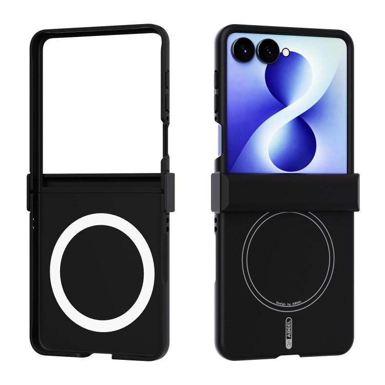 For Galaxy Z Flip8 5G ABEEL 3 in 1 Skin-friendly Feel Liquid Silicone Magnetic Phone Case(Black)