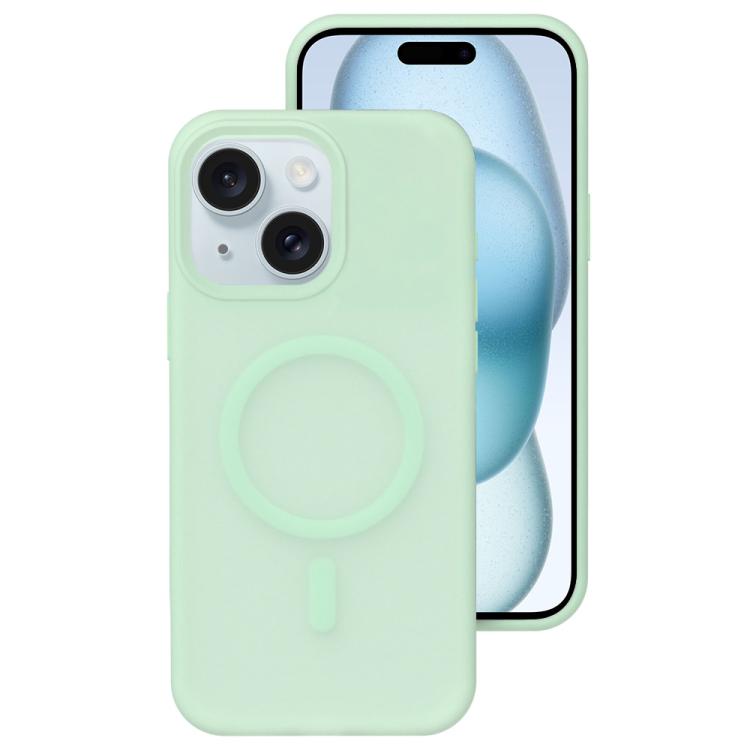 For iPhone 15 Crystal-Clear Colors Skin-friendly Feel Liquid Silicone Magnetic Phone Case(Green)