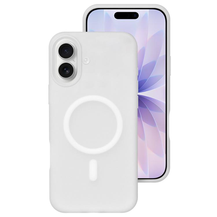For iPhone 17 Crystal-Clear Colors Skin-friendly Feel Liquid Silicone Magnetic Phone Case(White)