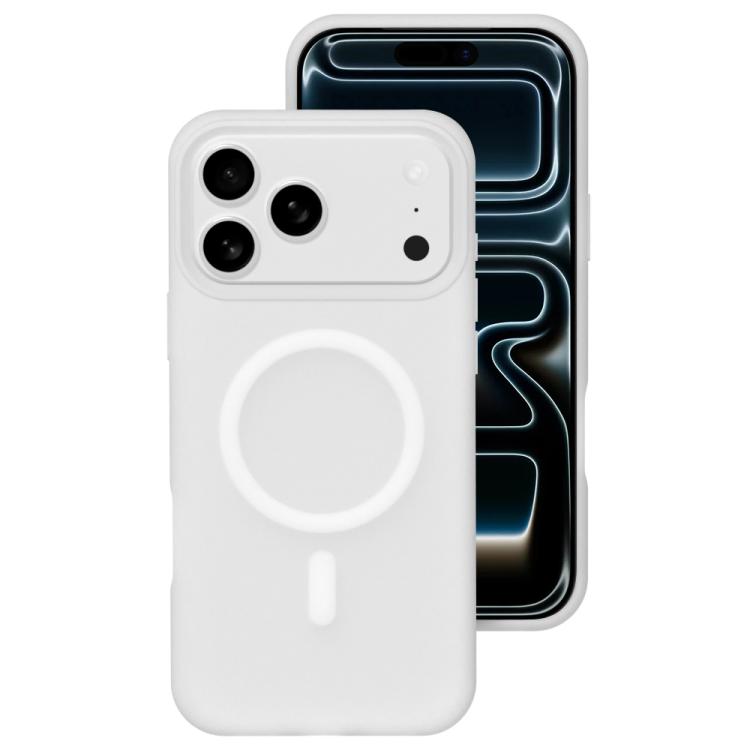 For iPhone 17 Pro Max Crystal-Clear Colors Skin-friendly Feel Liquid Silicone Magnetic Phone Case(White)