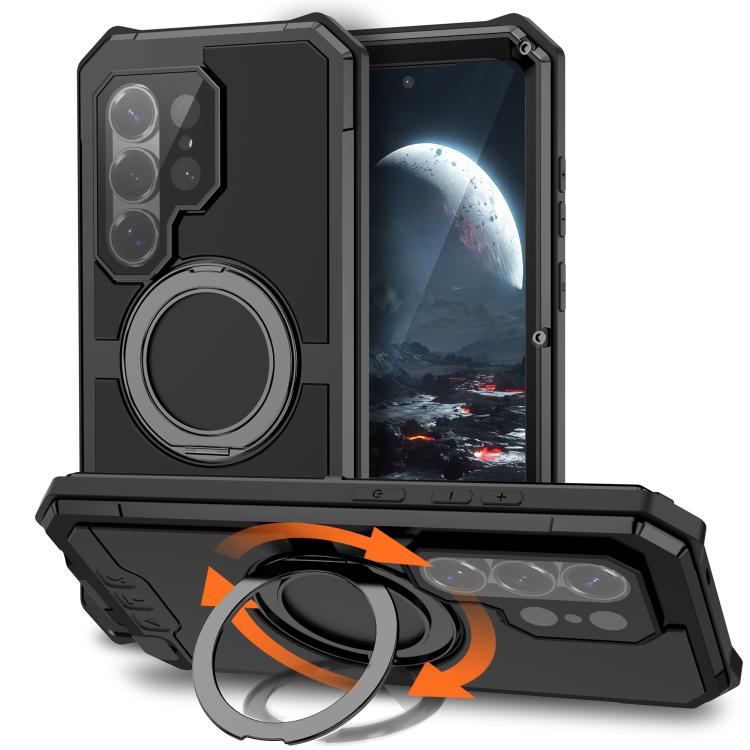 For Samsung Galaxy S26 Ultra 5G R-JUST Life Waterproof Dustproof MagSafe Magnetic Holder Phone Case(Black)