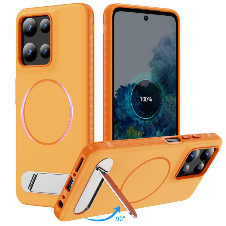 

For Motorola Moto G 5G 2026 Two-colors Imitation Original Magnetic Phone Case with Holder(Orange)