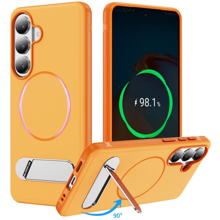 

Samsung Galaxy S26+ 5G Two-colors Imitation Original Magnetic Phone Case with Holder(Orange)