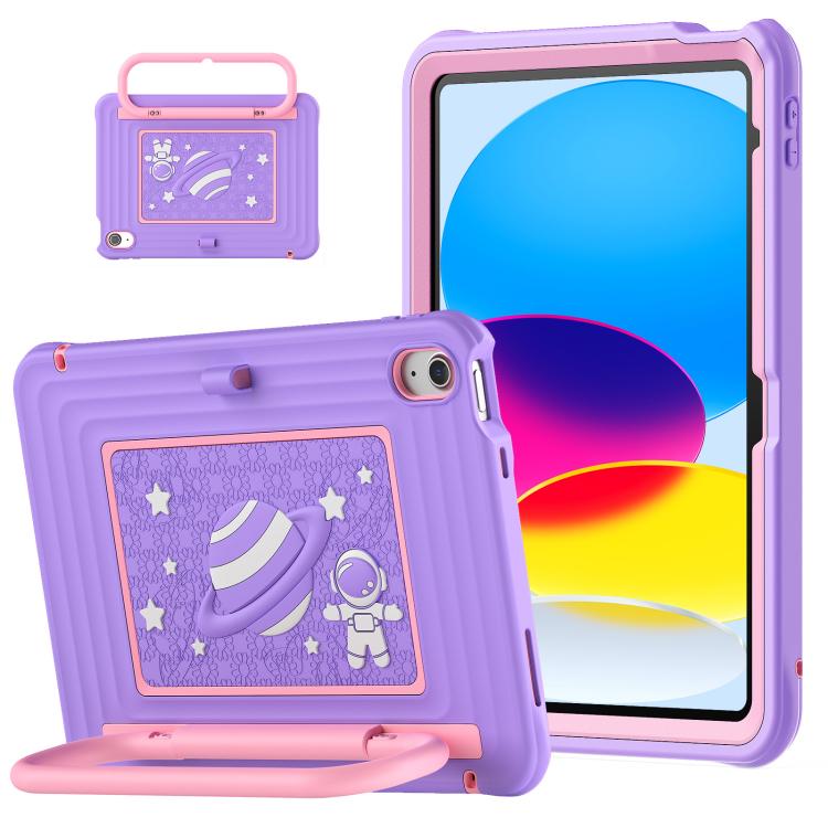 

For iPad 2025 / 2022 Handle Holder Silicone Hybrid PC Tablet Case with Shoulder Strap(Purple)