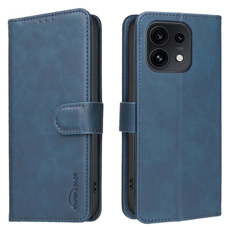 For OPPO Reno16/Reno16 Pro Global Solid Color Calfskin Texture RFID Vegan Leather Phone Case(Blue)