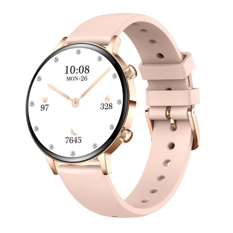 QS03 1.32-inch AMOLED Display Women Smart Watch Supports Health Monitoring(Gold Case Pink Silicone Strap)