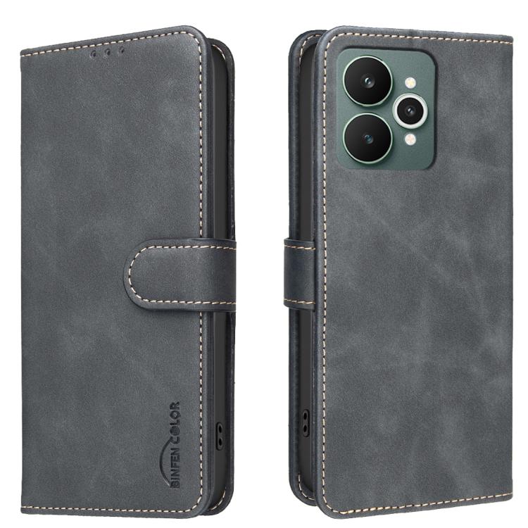 

For Realme 15 5G / 15 Pro 5G Solid Color Calfskin Texture RFID Vegan Leather Phone Case(Black)