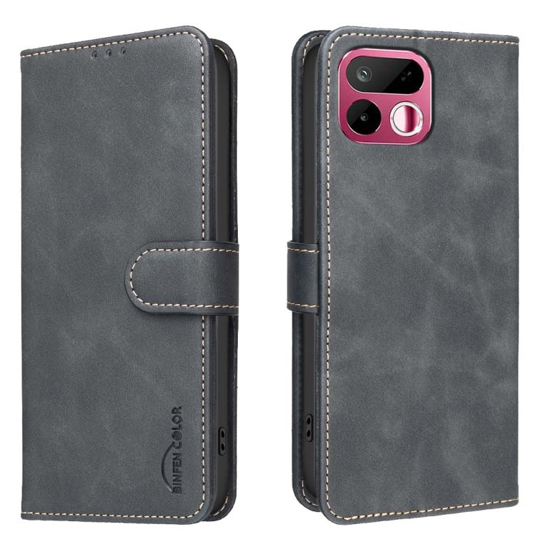 

For Realme 16T 5G Solid Color Calfskin Texture RFID Vegan Leather Phone Case(Black)