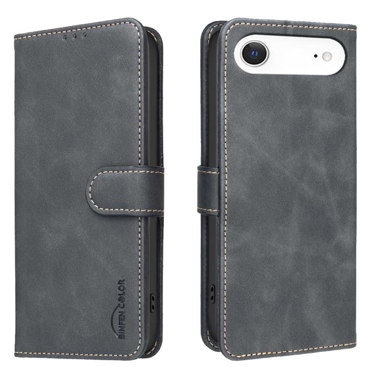 

For iPhone Air Solid Color Calfskin Texture RFID Vegan Leather Phone Case(Black)