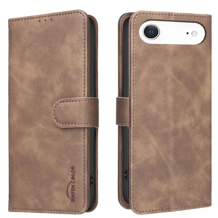 

For iPhone Air Solid Color Calfskin Texture RFID Vegan Leather Phone Case(Brown)