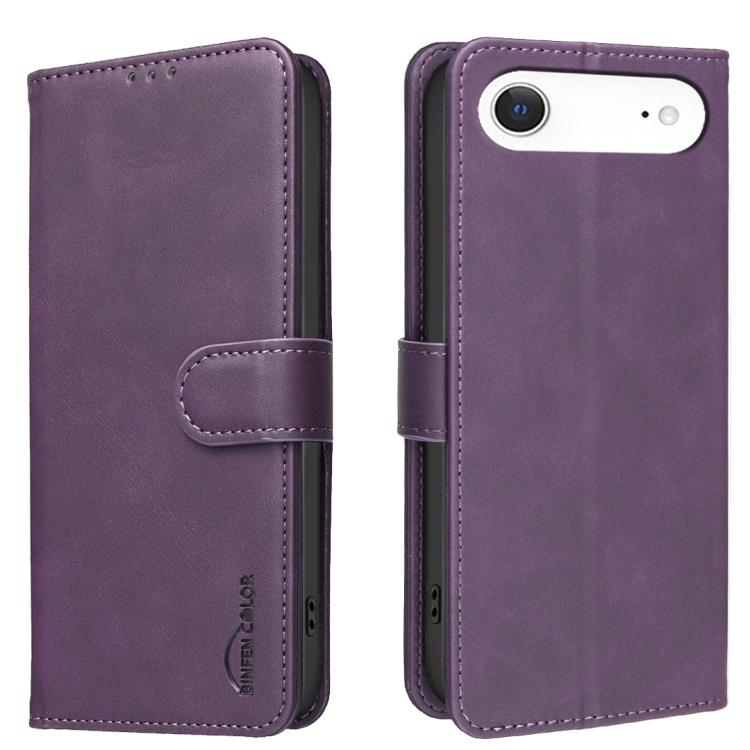 

For iPhone Air Solid Color Calfskin Texture RFID Vegan Leather Phone Case(Purple)