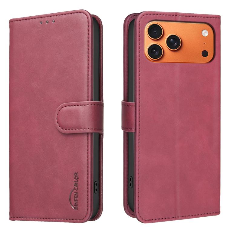 

For iPhone 17 Pro Max Solid Color Calfskin Texture RFID Vegan Leather Phone Case(Red)