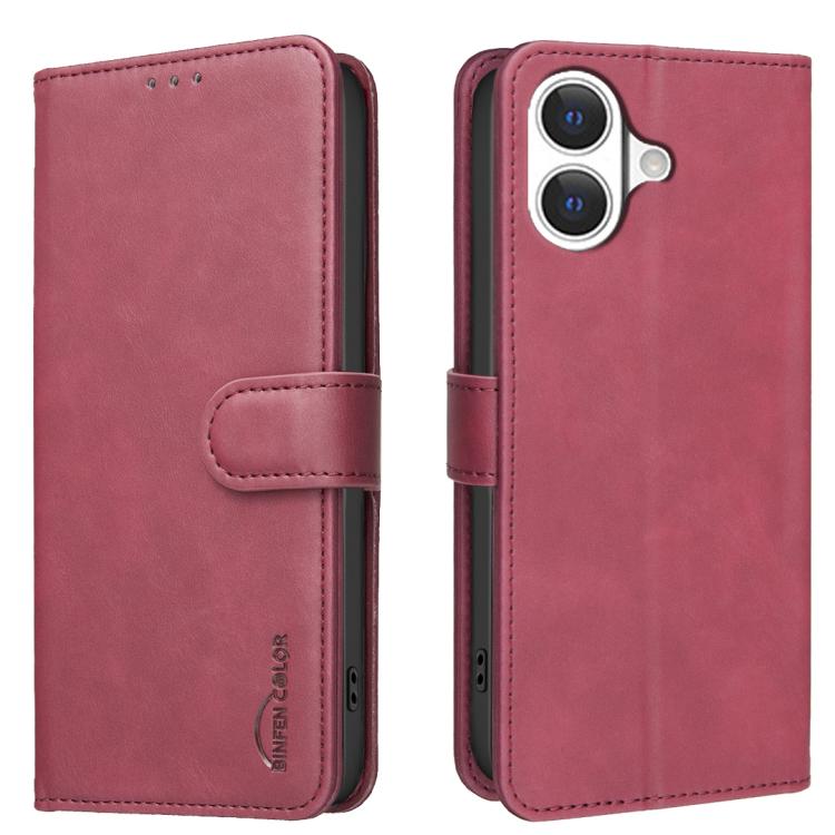 

For iPhone 17 Solid Color Calfskin Texture RFID Vegan Leather Phone Case(Red)