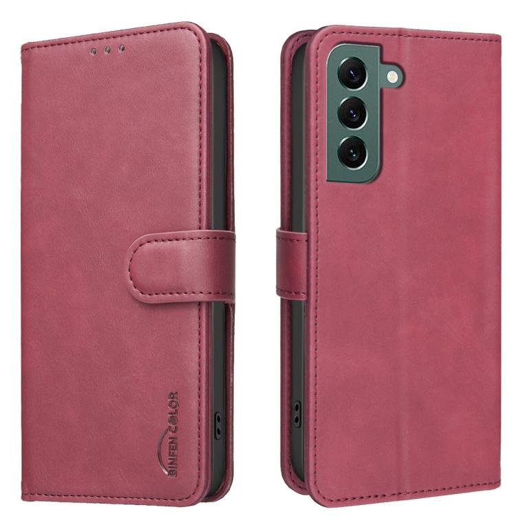 

For Samsung Galaxy S23+ 5G Solid Color Calfskin Texture RFID Vegan Leather Phone Case(Red)
