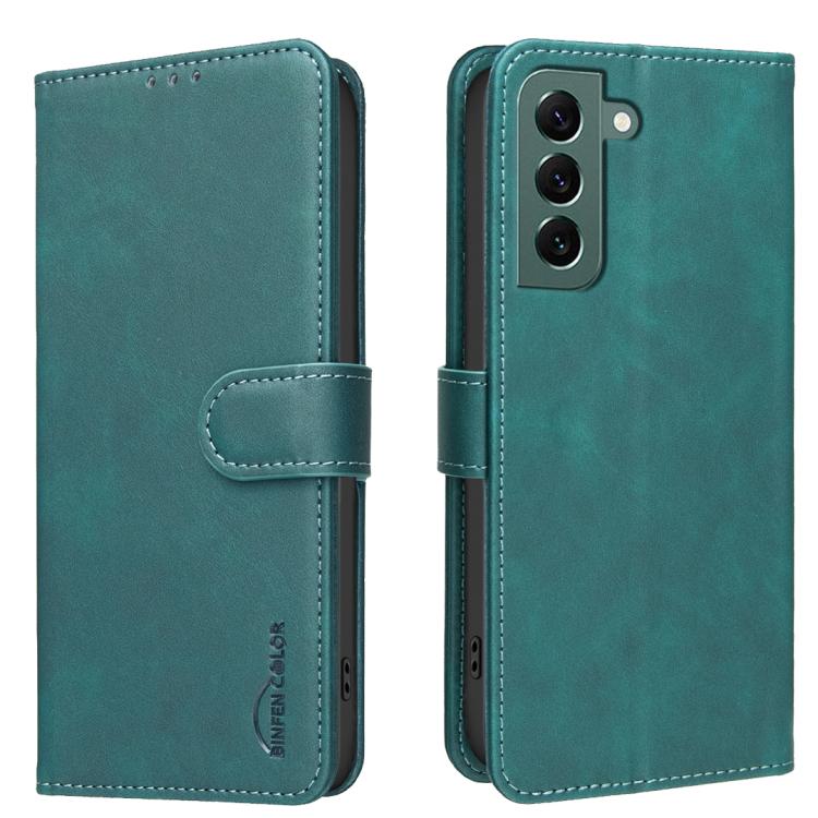 

For Samsung Galaxy S23 5G Solid Color Calfskin Texture RFID Vegan Leather Phone Case(Green)
