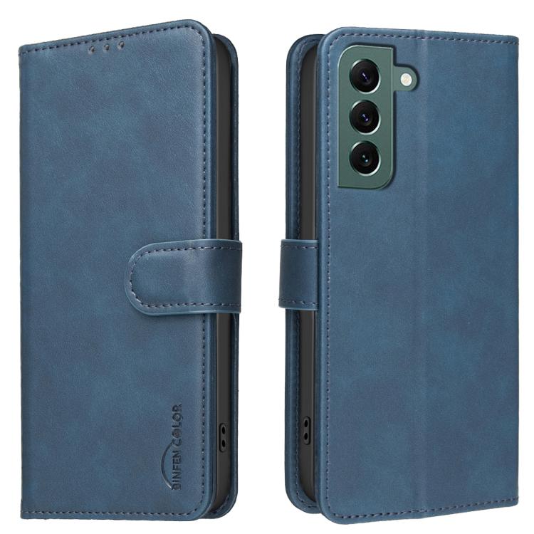 

For Samsung Galaxy S25+ 5G Solid Color Calfskin Texture RFID Vegan Leather Phone Case(Blue)