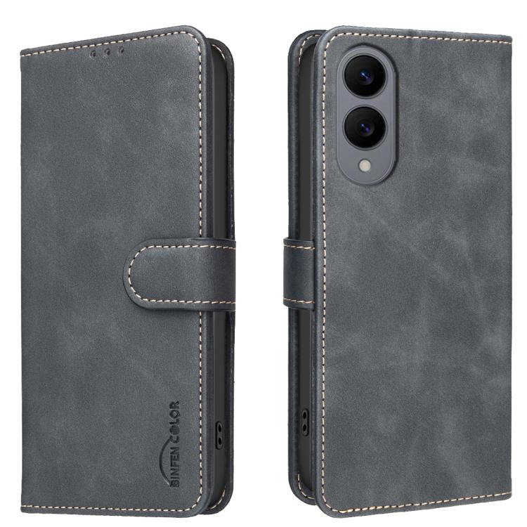 

For Samsung Galaxy S25 Edge 5G Solid Color Calfskin Texture RFID Vegan Leather Phone Case(Black)