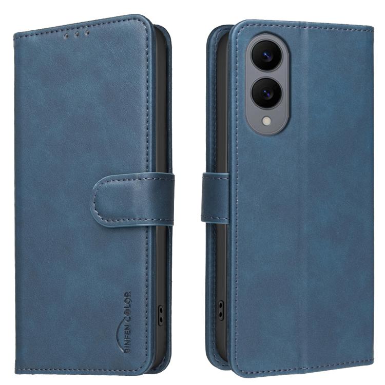 

For Samsung Galaxy S25 Edge 5G Solid Color Calfskin Texture RFID Vegan Leather Phone Case(Blue)