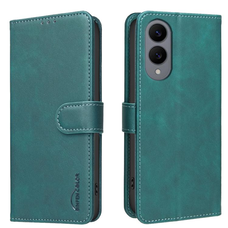 

For Samsung Galaxy S25 Edge 5G Solid Color Calfskin Texture RFID Vegan Leather Phone Case(Green)