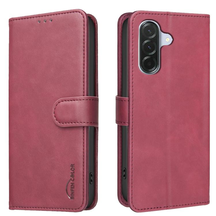 For Samsung Galaxy S26+ 5G Solid Color Calfskin Texture RFID Vegan Leather Phone Case(Red)