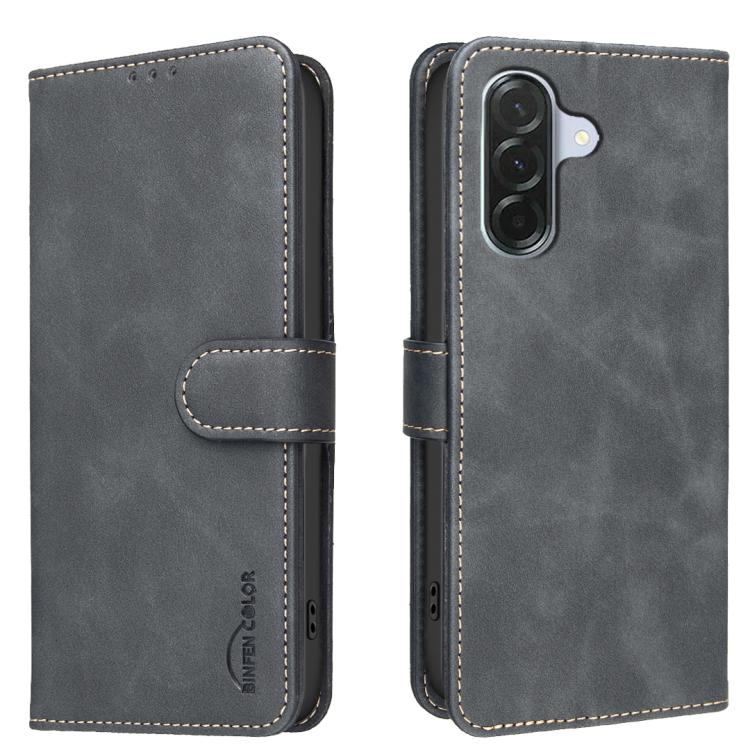 For Galaxy S26 FE 5G Solid Color Calfskin Texture RFID Vegan Leather Phone Case(Black)