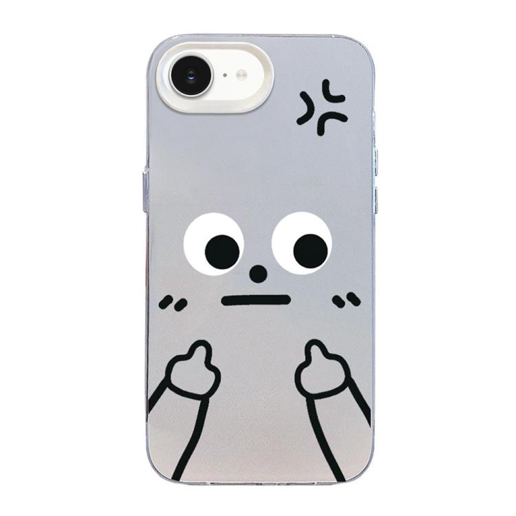 For iPhone 17e / 16e Little Man Gestures Colored Silver Frosted PC Hybrid TPU Phone Case(Angry Hands Scorn)